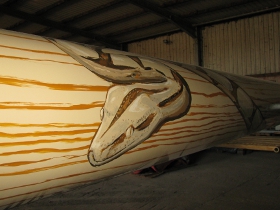 according to customer's individual design in brush technique: TOP SPIN system components, Serengeti Park Hodenhagen, Germany